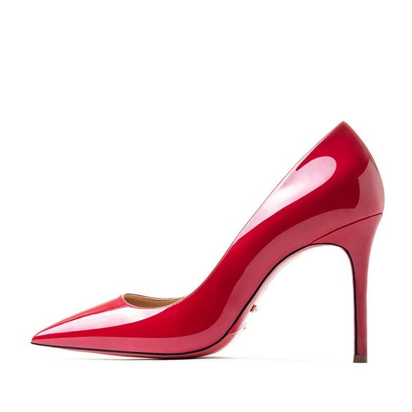 

dress shoes comely2021 bottom genuine women pumps red leather high heeled stilettos lady party wedding shoe, Black