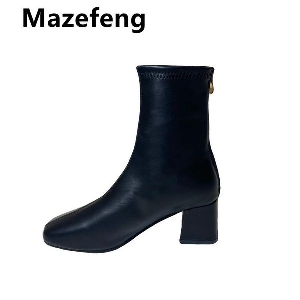 

boots goohojio ins real leather women ankle fashion platform warm fur high heel winter shoes woman casual footwear size 35-40, Black