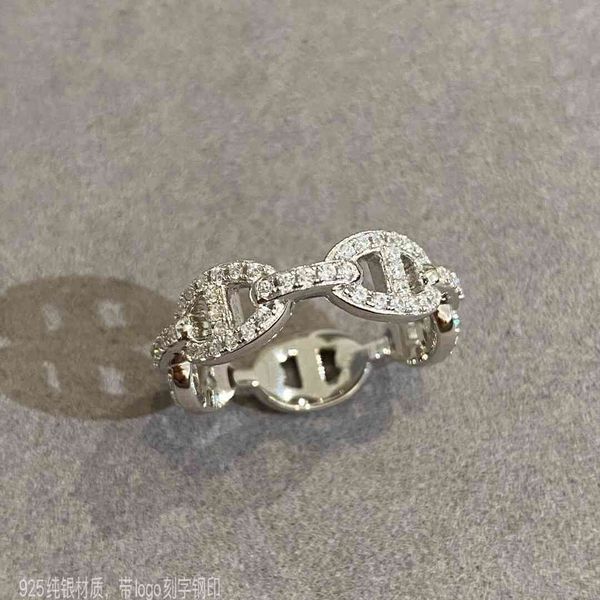 

ring v golden pig nose h home high-end diamond inlaid fashion, Silver