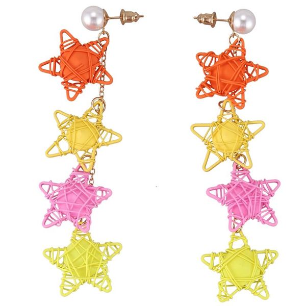 

stud fashion pearl alloy wrapping geometric star shape earrings multicolor wound, Golden;silver