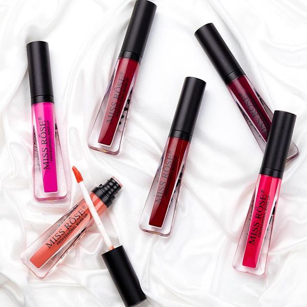 

lip gloss miss rose glossy rouge matte lipstick fashion women makeup waterproof cosmetics lips
