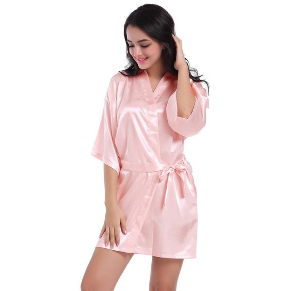 

women's sleepwear fashion rayon bridesmaid kimono robe women satin bath night robes nightwear femme summer dressing lingerie, Black;red