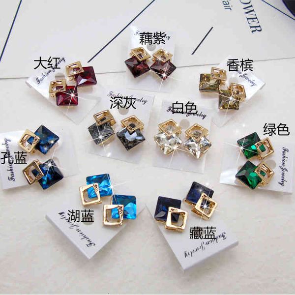 

charms ear stud clip rings 2021 crystal girl heart diamond versatile ladies first jewelry korean temperament fashion alloy, Golden