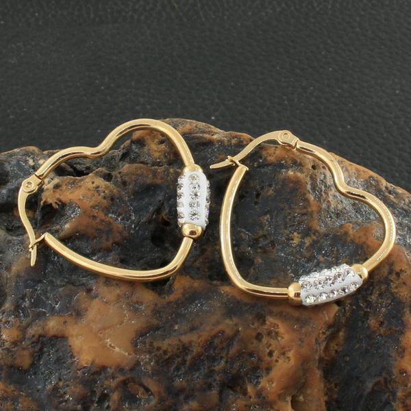 

hoop & huggie gold color fashion heart stainless steel jewelry simple earrings personality bijoux en acier inoxydable femme egkzajep, Golden;silver