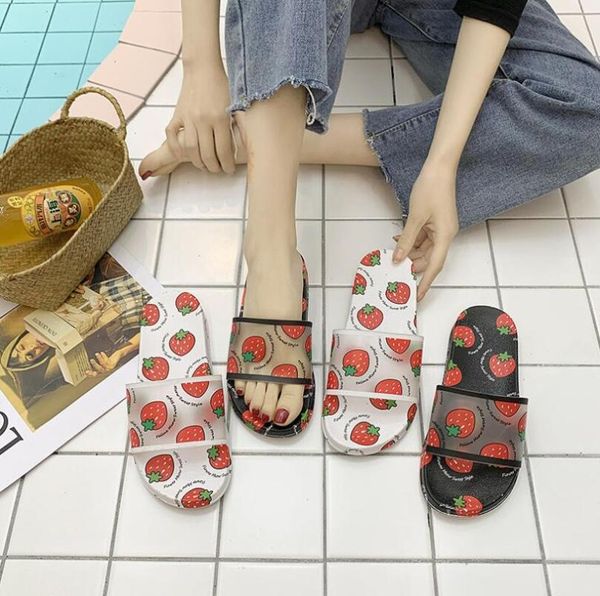 

cartoon pvc women slippers watermelon banana home slippers summer sandals slides women shoes flip flops sandalias t02, Black