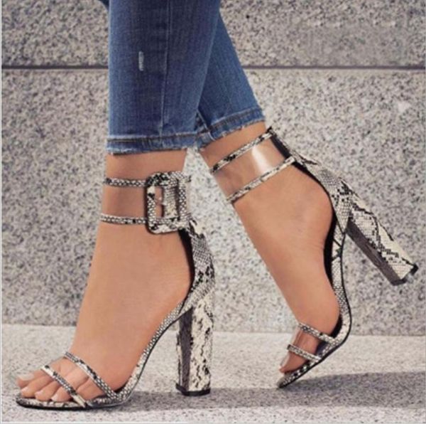

2021 women square heels sandals classic spring square heels sandals models high-heel shoes large size 34-43, Black