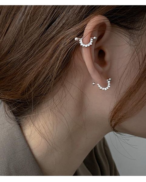 

stud 925 sterling silver shiny zircon semicircular triangle piercing earrings for women light luxury personality jewelry, Golden;silver