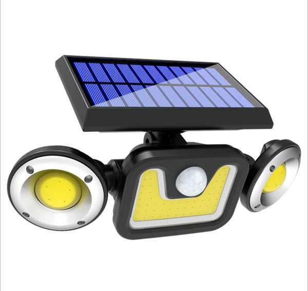 Solar Security Lights Датчик движения Три головки 70 из 78LED 83COB Солнечные панели питания Водонепроницаемая для уличного садового садового Уолл-стрит DHL