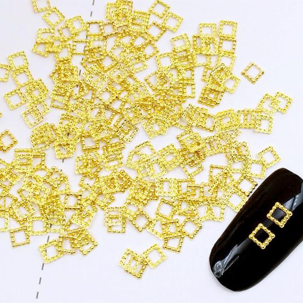 

nail art decorations 500pcs/lot 3mm 5mm gold silver hollow square rivets studs metal alloy 3d diy stickers/charms, Silver;gold
