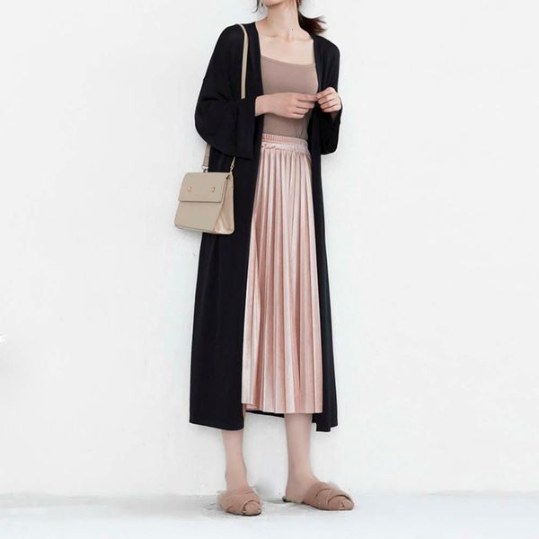 

spring and summer new lazy wind sunscreen clothes women's cardigan long hollow thin ice silk sweater loose air conditioning shirt, White;black