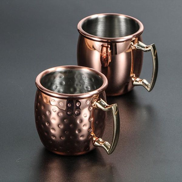 

mugs 4pcs 60ml stainless steel drum shape moscow mule mug hammered copper beer wine bar drinkware water milk coffee cup
