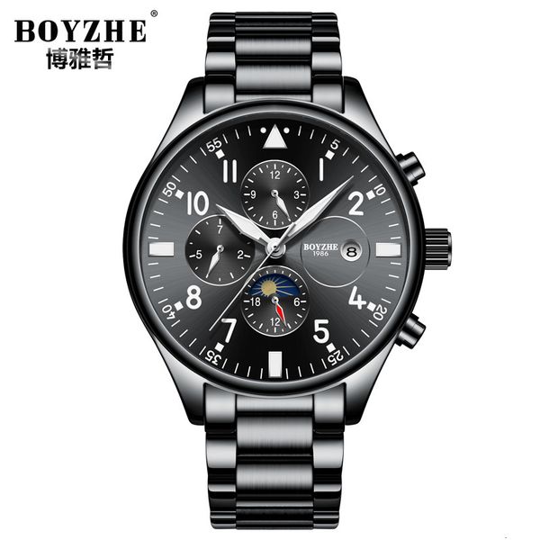 

fashion men mechanical clock luxury brand waterproof rvs automatic business s reloj hombre, Slivery;brown