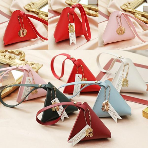 

gift wrap triangle leather candy bags with handle packaging box small chocolate boxes for wedding engagement birthday party decor