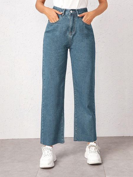 

bleach wash high-rise baggy jeans m5fh#, Blue