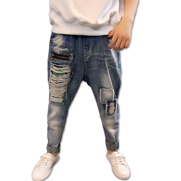 

children's wear boys spring and autumn trousers 2021 fall boy jeans medium and big children's pants han version tide, Blue
