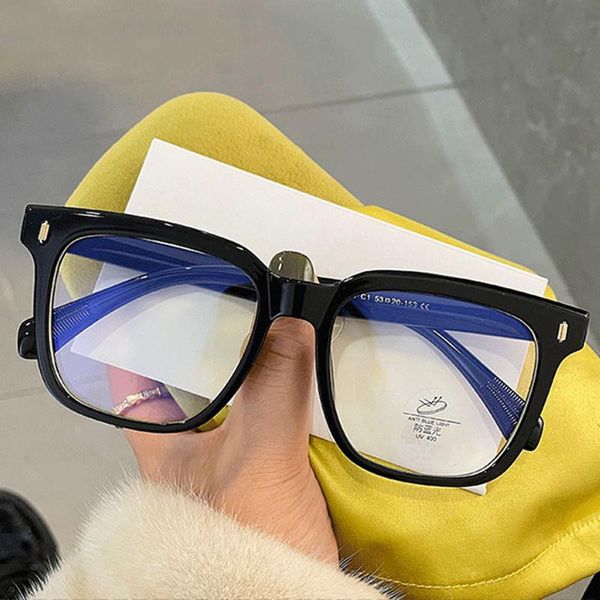 

fashion sunglasses frames square anti-blue light computer glasses men women transparent eyeglasses myopia optical spectacles eyewear frame, Black