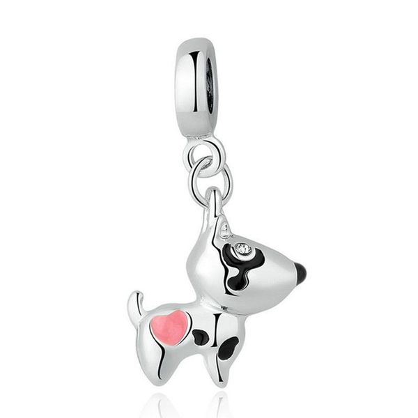 

1pcs cute dalmatian pendant diy beads adapting to original pandora charm bracelet ladies jewelry making gifts, Silver