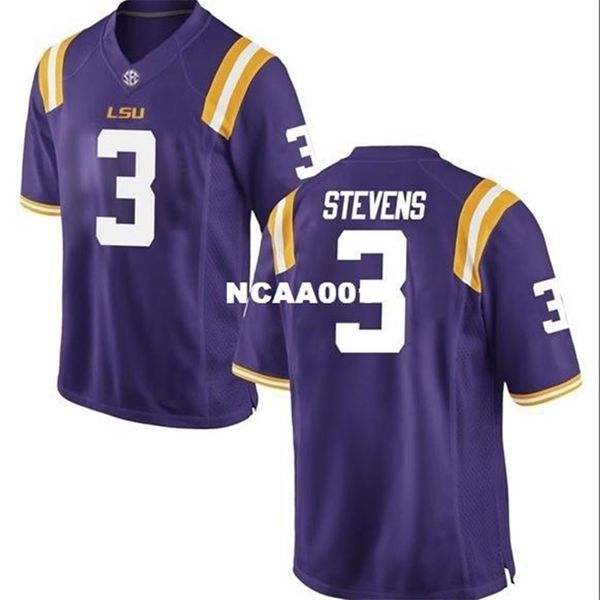

cusotm 668 lsu tigers jacoby stevens #3 real full embroidery college jersey size s-4xl or custom any name or number jersey, Black