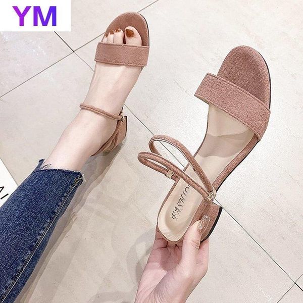 

sandals flock 2021 women chunky heels brand slides summer flip flops narrow band sandal elegant mule shoes slipper big 42, Black