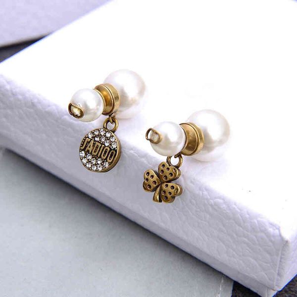 

70% off 2021 new letter inlaid diamond front and rear earrings for women, Golden