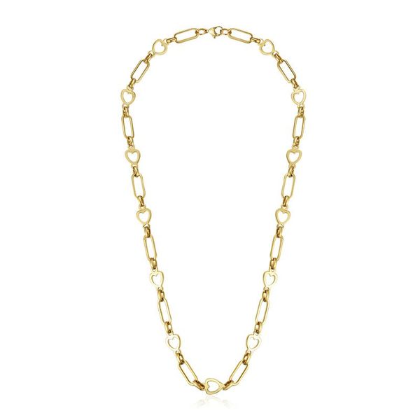 

chains 18k gold plated stainless steel round rectangle paper clip link chain necklaces, Silver
