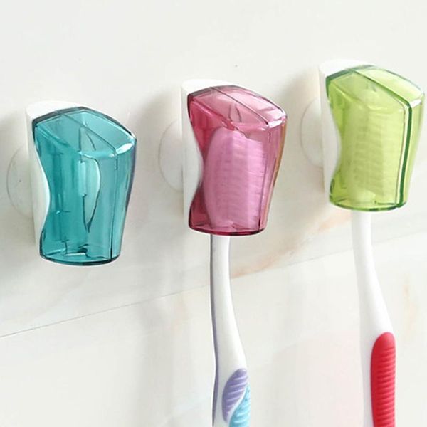 

toothbrush holders 3 color 3pc bathroom holder wall mount rack tools creative dustcover suction cup