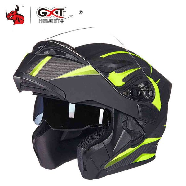 GXT Helmet Flip Up cross Uomo Caschi Integrali rcycle Capacete Casco Moto Con Doppia Lente