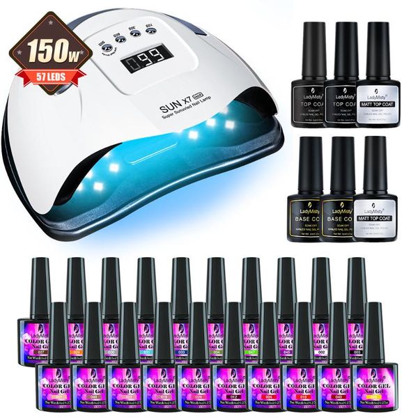 

nail art kits manicure set with 114w uv led lamp 26pcs color gel polish kit glitter soak off varnish