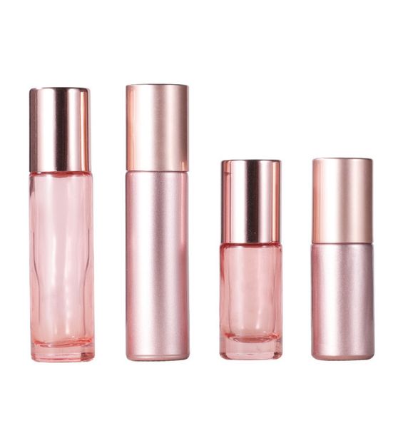 

10ml rose gold glass roller bottle with stainless steel balls essential oil bottles