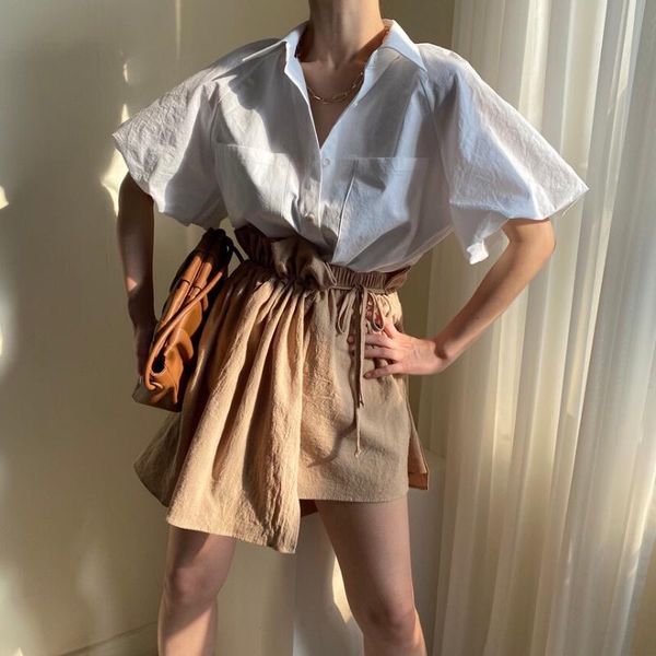 

women's tracksuits 2 piece sets womens outfits spring blouse women shirt long sleeve high waist shorts trousers two set office, Gray