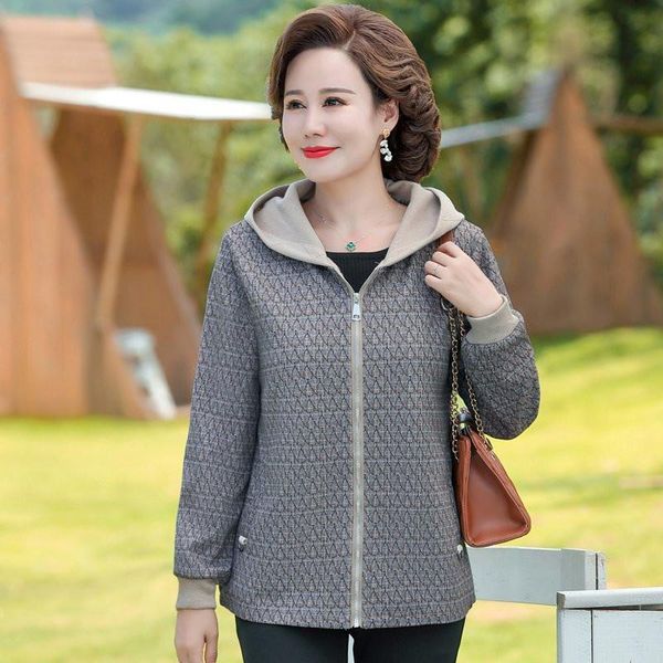 

women's wool & blends middle-aged fat mothers wear autumn and winter hooded short jacket plus size woolen coat clothing, Black
