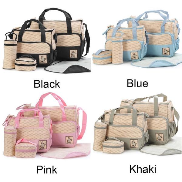 

5pcs multifunctional for durable mom baby straps stroller set bags handbag changing nappy diaper mother waterproof organizer1 csrcj