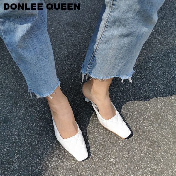 

fashion high heels slippers shoes women square toe elegant mule shoe brand embroidery outdoor slides women slipper summer sandal, Black