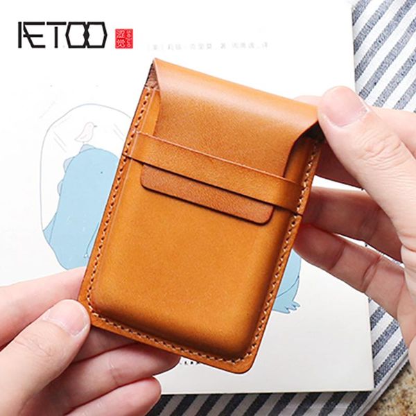 

wallets aetoo tanning cowhide card bag male leather clip female coin wallet small retro, Red;black