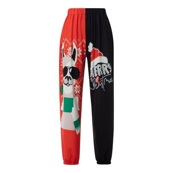 

women's pants & capris ladies christmas ankle banded pants, autumn girls leisure style animal cap letter printing splicing casual long, Black;white
