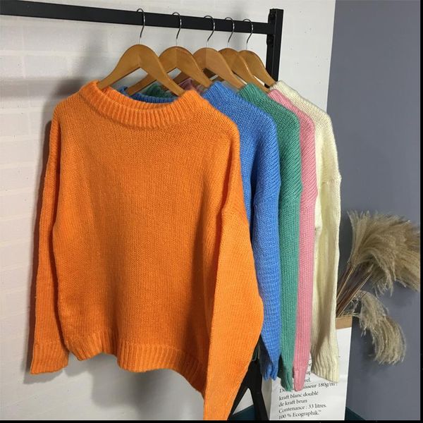 

loose pink oversized sweater women lantern sleeve pullovers korean knitted sweatr girls cute jumpers st003 drop shipping, White;black