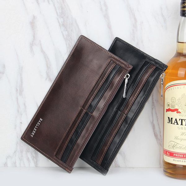 

new men's long wallet horizontal multi-card zipper phone bag fashion style thin coin purse dollar price portomonee carteria, Red;black