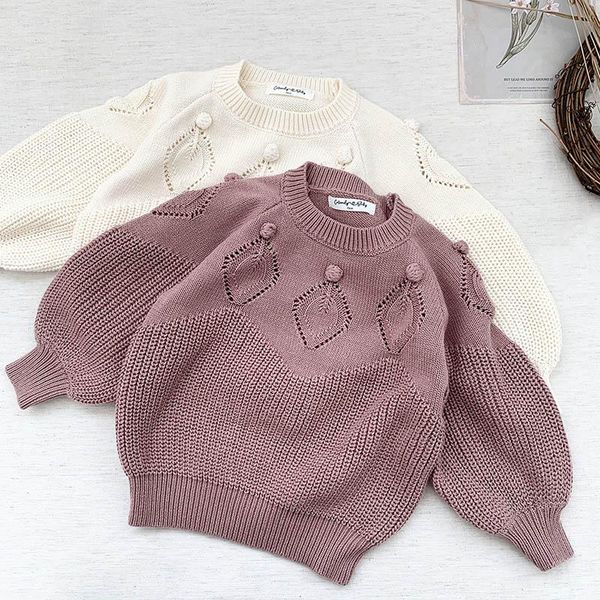 

pullover baby girl autumn winter knitting clothes kids pullovers sweaters solid color long sleeve hollowed out, Blue