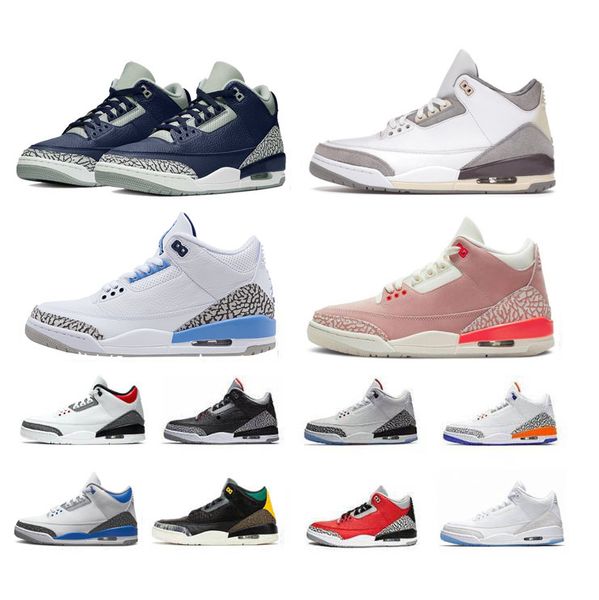

mens 3 jumpman basketball shoes 3s womens rust pink racer blue unc midnight navy georgetown black cement trainers sneakers 36-47