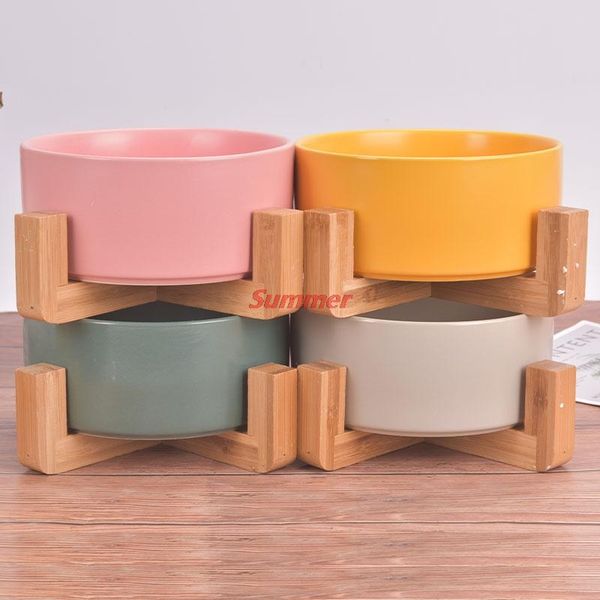 

cat bowls & feeders ceramic dog bowl dish with wood stand no spill pet water feeder