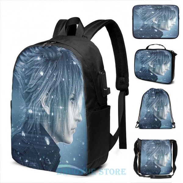 

backpack funny graphic print noctis final fantasy xv usb charge men school bags women cosmetic bag travel laptop