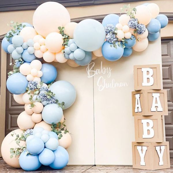 106pcs Baby Shower Macaron Blu Retro Palloncini Palloncini Garland Arco Globos Festa di Compleanno Partito di Compleanno Anniversario Decorazione Decorazione