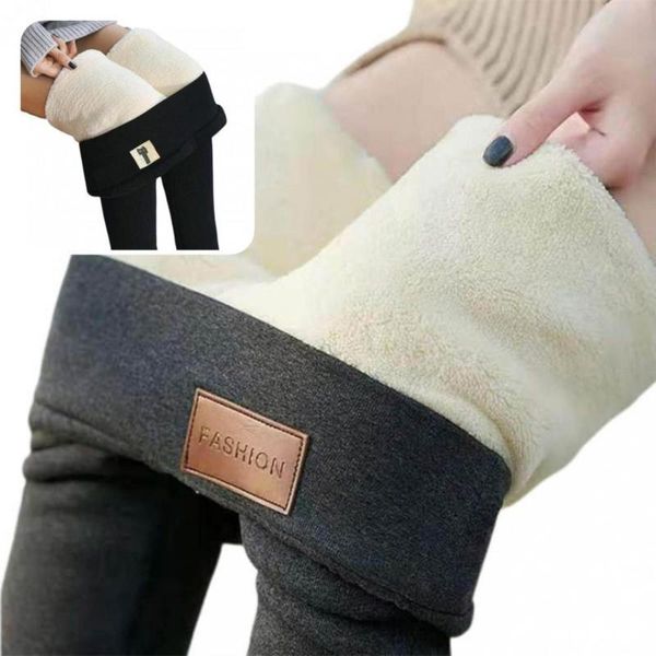 

women's pants & capris women trousers warm slim all match cashmere thicken winter base for sleeping, Black;white