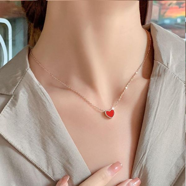 

pendant necklaces xiaoboacc titanium steel jewelry choker necklace heart women's neck chains engagement christmas gift, Silver