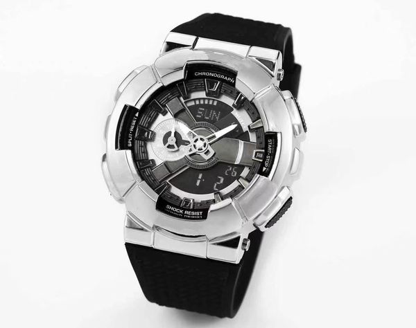 

m110 sports leisure alloy watch, led digital waterproof can be worn by men and women, Slivery;brown