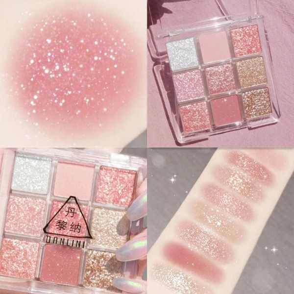 

eye shadow 9colors transparent acrylic eyeshadow palette matte glitter pearlescent earth color nine square grid makeup tslm1