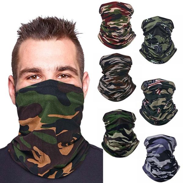 

1 pcs camouflage camping hiking scarves cycling sports bandana outdoor headscarves riding headwear men women neck tube scarf, Black