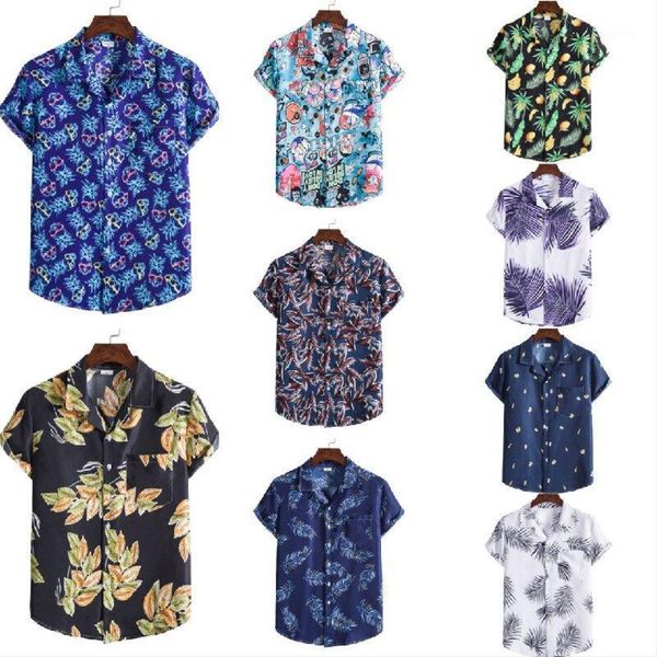 

men's casual shirts 2021 summer weiyi series beach style features high-quality suit collar short sleeve floral shirt xh combination, White;black