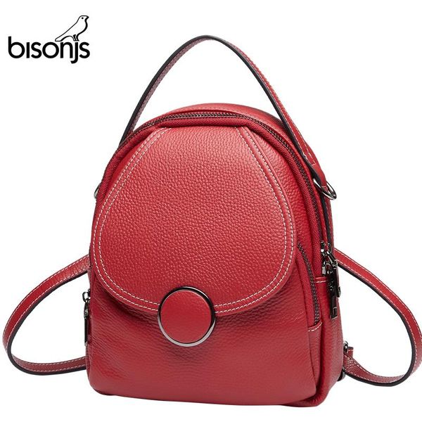

outdoor bags bison denim multifunction backpack female genuine leather ladies shoulder brand small women mochila feminina b1809