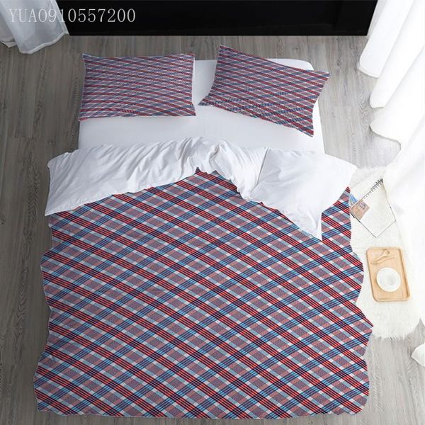 

bedding sets red twill checked duvet cover and pillowcase set printed quilt single twin full king size home decor ship